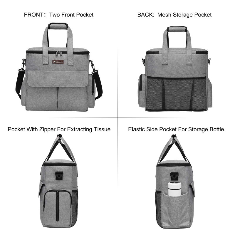 Modoker Dog Travel Bag, Weekend Pet Travel Set for Dog and Cat, Airline Approved Tote Organizer with Multi-Function Pockets, 2 Food Storage Containers, 2 Collapsible Bowls, 1 Feeding Mat (Grey) - Image 2